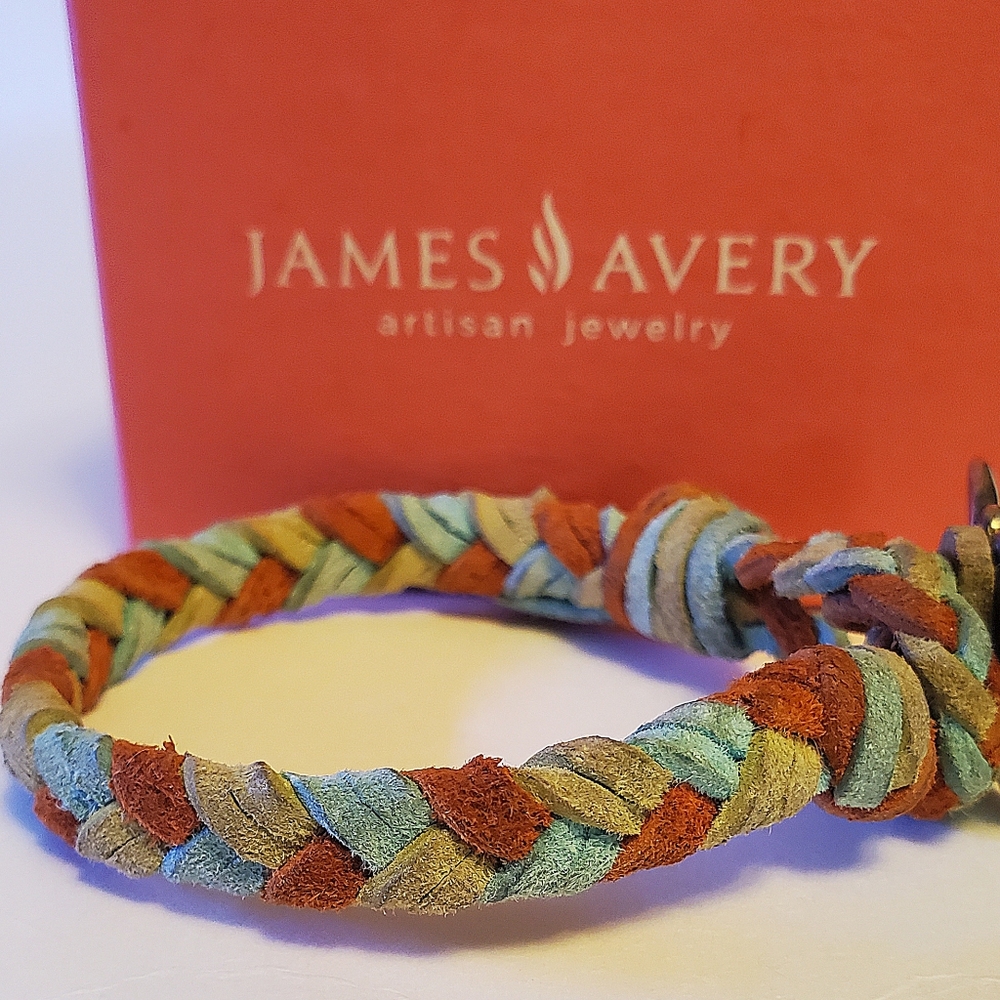 James Avery Retired Butterfly Woven Leather Bracelet - Picture 12 of 16
